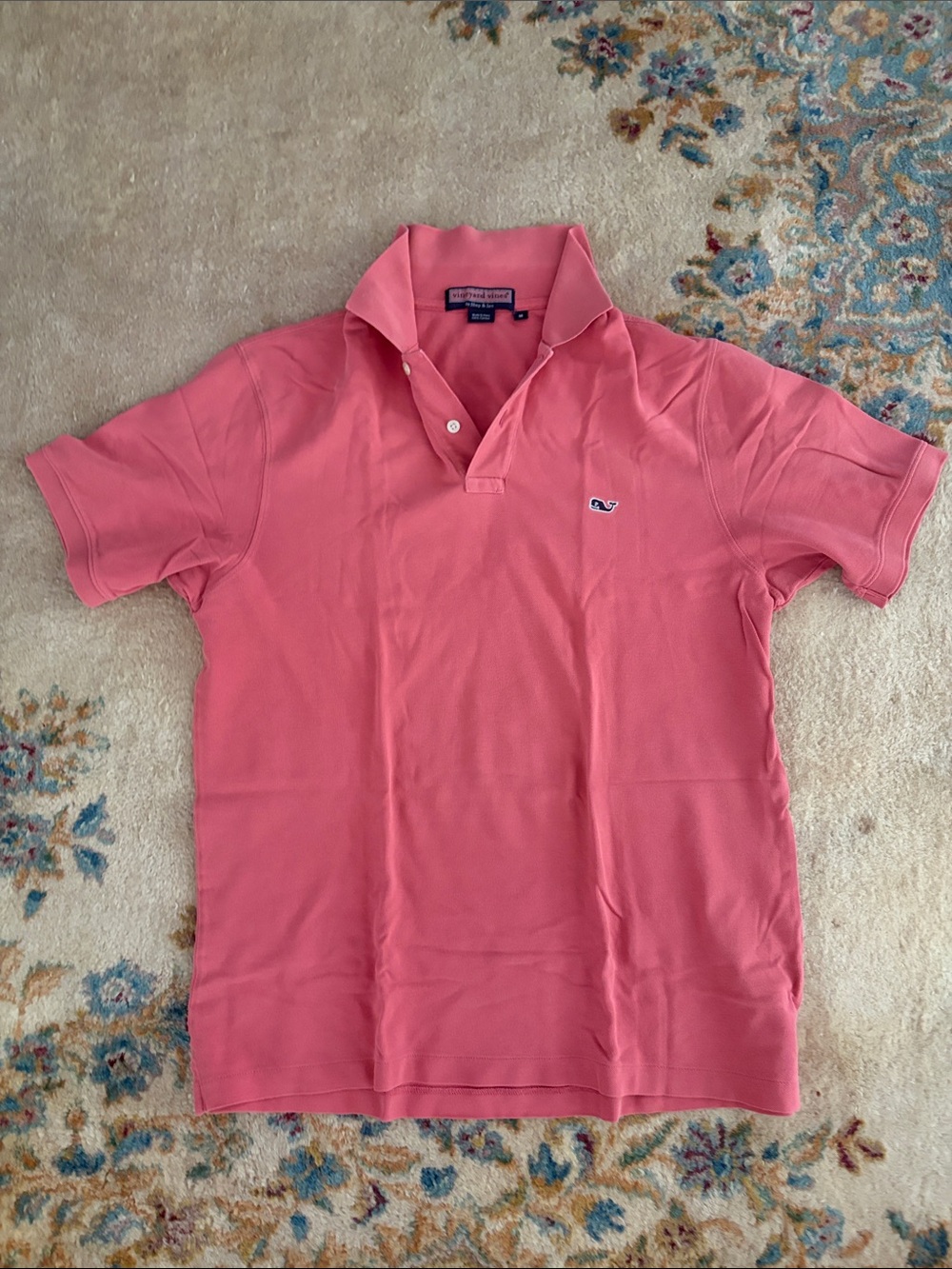 Vineyard Vines Men's Coral Polo with Whale Logo